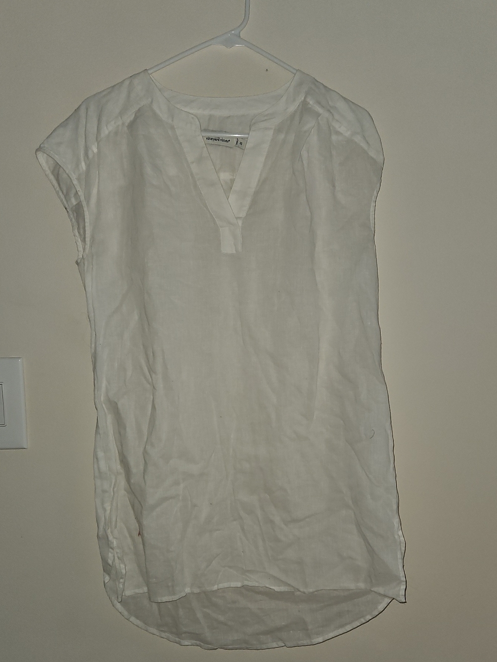 Vineyard Vines White Cap Sleeve Split-Neck Beach Coverup